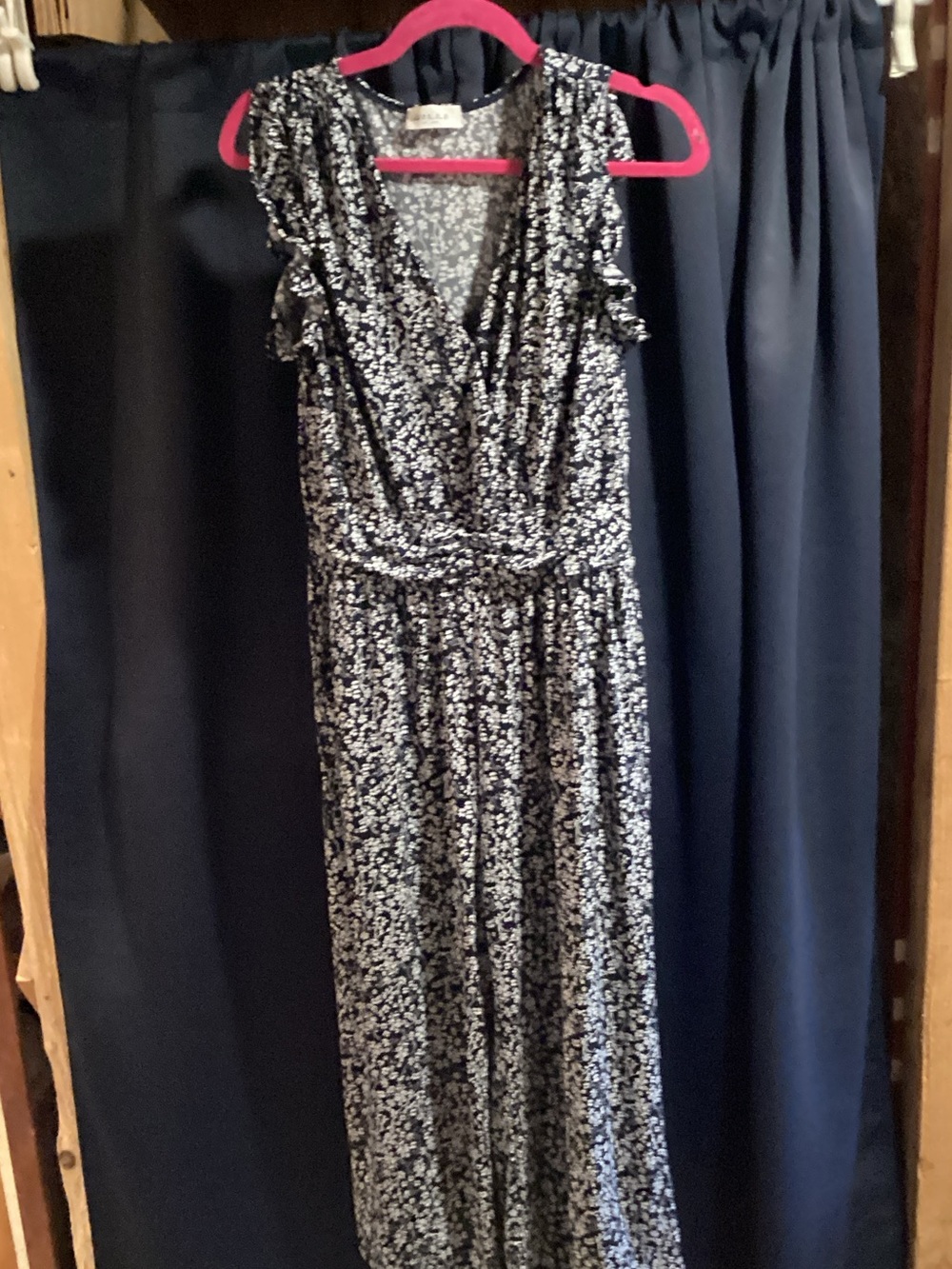 Gilli Black and White Floral Wrap-Style Jumpsuit